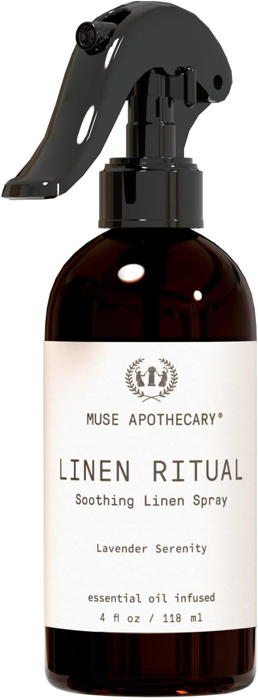 Muse Apothecary Linen Ritual - Aromatic, Soothing, and Relaxing Linen Spray for Bedding, Laundry and Fabric Spray Freshener - Infused with Aromatherapy Essential Oils - Lavender Serenity