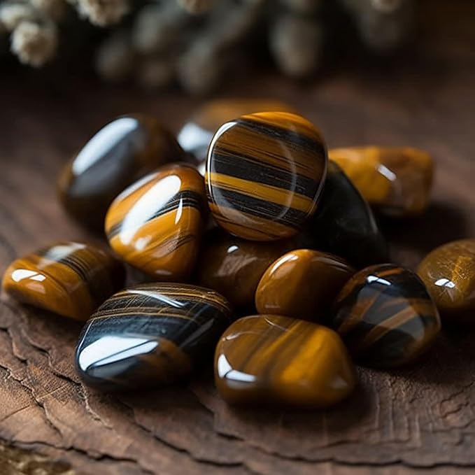 Polished Tigers Eye Crystals - 72 Pcs, 0.5" 10 oz Handpicked Natural Tumbled Gemstones Rocks, Pebbles for Reiki, Chakra, Healing Home Decor