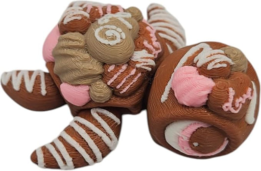 Articulating Turtle Fidget Animal Figurines – Unique 3D Printed Collectibles, Poseable Desk Animals For Adults, Stress Relief and Display Gift (VALENTINES LOVE CHOCOLATE TURTLE)