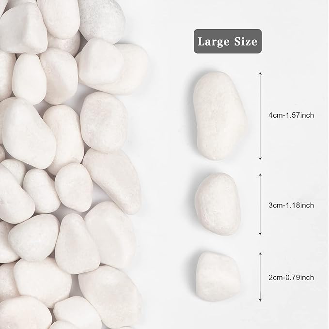 11lbs White Natural River Rocks, Polished Pebbles for Plants Garden, 1-2 inch Decorative White Stones, Ideal for Fish Tank, Vases, Crafting, Home Decor and Garden Landscaping Rocks,White