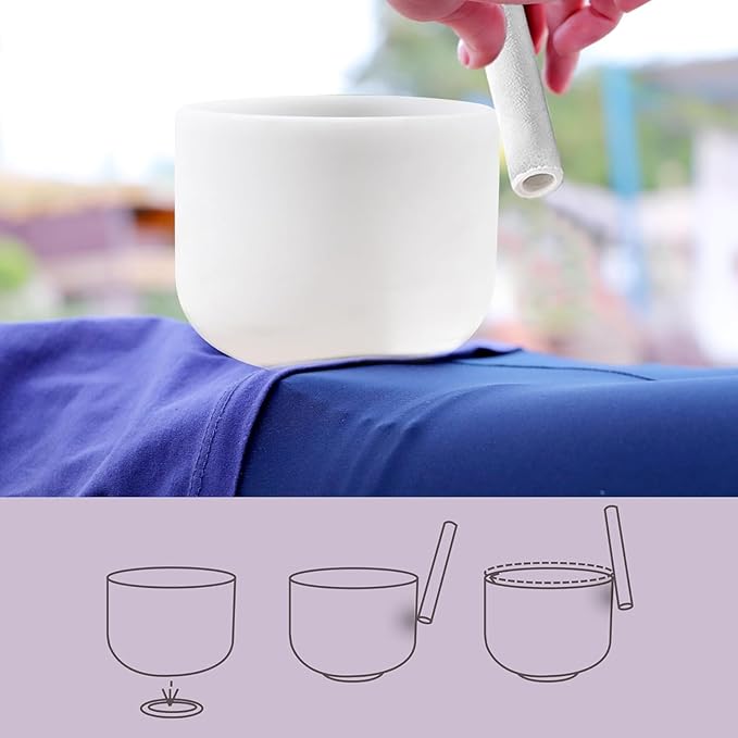 Ryan Dvan 432Hz 7-12 Inch 7 Chakra Design Crystal Singing Bowl Set Frosted Quartz Crystal Sound Therapy Kit with Mallets 2 Cases O-Ring for Yoga Meditation Energy Balancing Reiki Healing