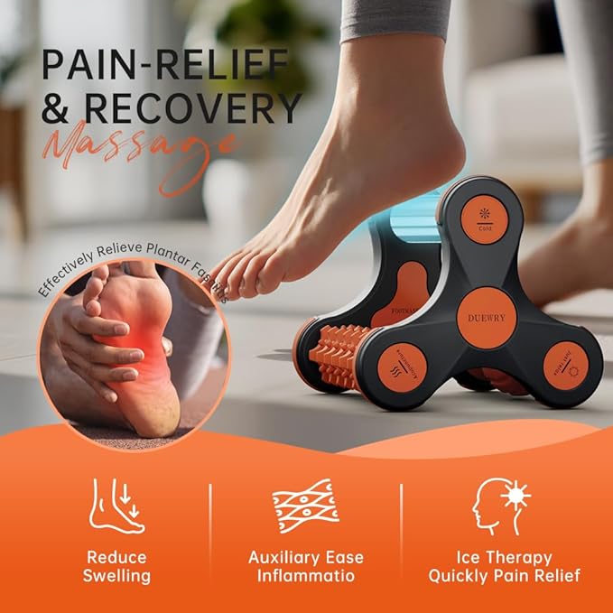 Plantar Fasciitis Relief Massager with Ice Pack, Cold Therapy & Reflexology Foot Roller for Instant Neuropathy Pain Relief, Foot Massager for Circulation, Reduce Swelling to Happy Health Foot