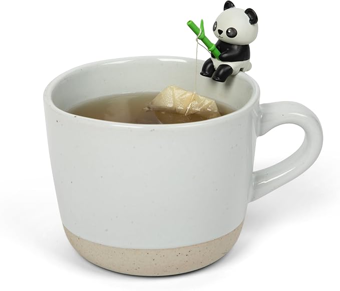 Tea Mates - 1pc Cute Fishing Panda - Tea Bag Holder and String Rest - Tea Accessory for Cup and Mug - Unique Funny Novelty Toy Gift Idea - Animal Figurine Drink Marker