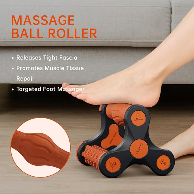 Plantar Fasciitis Relief Massager with Ice Pack, Cold Therapy & Reflexology Foot Roller for Instant Neuropathy Pain Relief, Foot Massager for Circulation, Reduce Swelling to Happy Health Foot