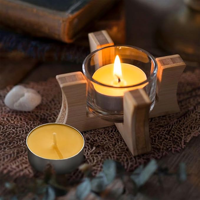 10 Pcs Beeswax Tealight Candles in Aluminum Cup, 4-Hour Extended Burn Time Tea Lights, 100% Pure Natural Beeswax Tea Candles, Perfect for Home Decor, Air Purification,Gift