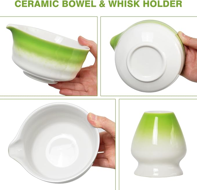 Matcha Whisk Set, Japanese Traditional Bamboo Chasen & Matcha Set with Scoop & Sifter, Handmade Matcha Bowl and Whisk Set for Authentic Japanese Tea Ceremony, Great Matcha Kit for Her