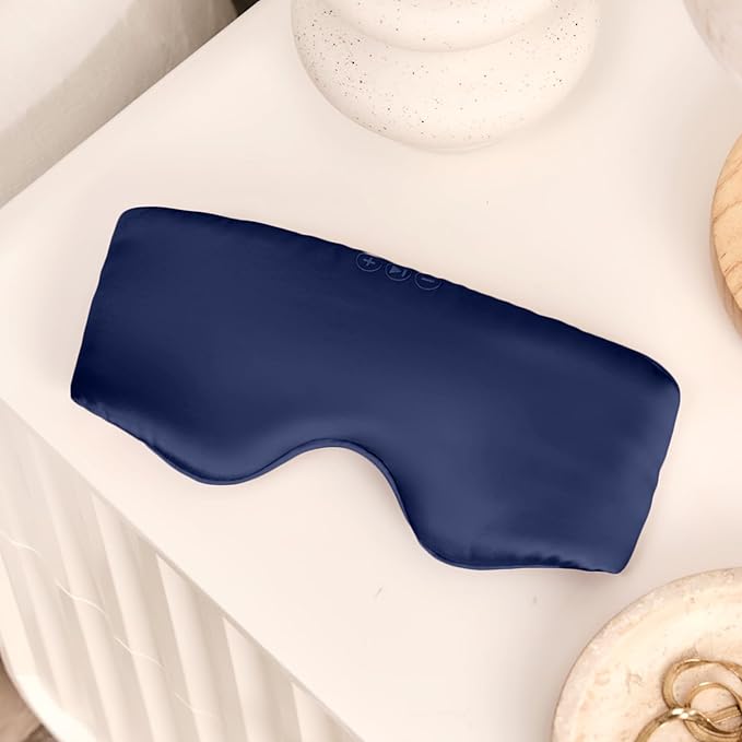 SilkSound 100% Mulberry Silk Bluetooth Sleep Mask for Side Sleepers, Sleeping Eyemask with Bluetooth Headphones, Eye Mask Headphones, Sleep Headphones for Side Sleepers, White Noise Head Phones