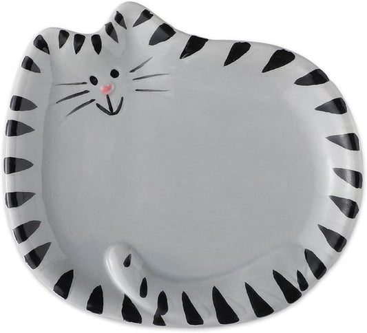 4 Inch Cat Tea Bag Holder Coaster Porcelain Ceramic Tiger Cats Tea Bag Saucer Spoon Rest Soap Dish Coaster for Kitten Lover Gifts Cute Home Parties Portable (British Shorthair)