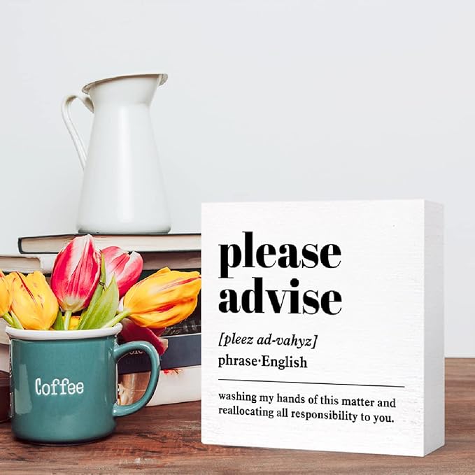 Funny Definition Desk Decor, Humorous Wooden Block Sign for Home Office & Cubicle, Office Gift for Friend or Coworker