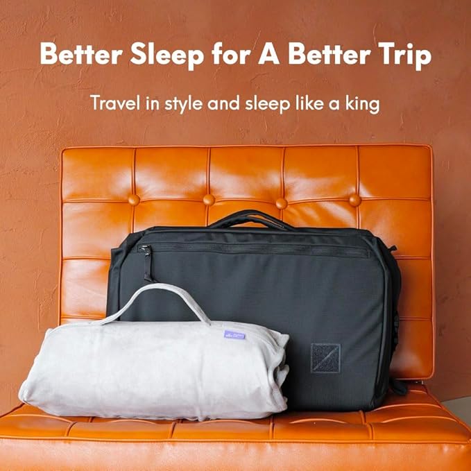 Cushion Lab Travel Deep Sleep Pillow – Compact Memory Foam Neck Pillow for Sleeping, Portable Pillow for Hotels, Camping, Side & Back Sleepers, On-The-Go – Calm Grey