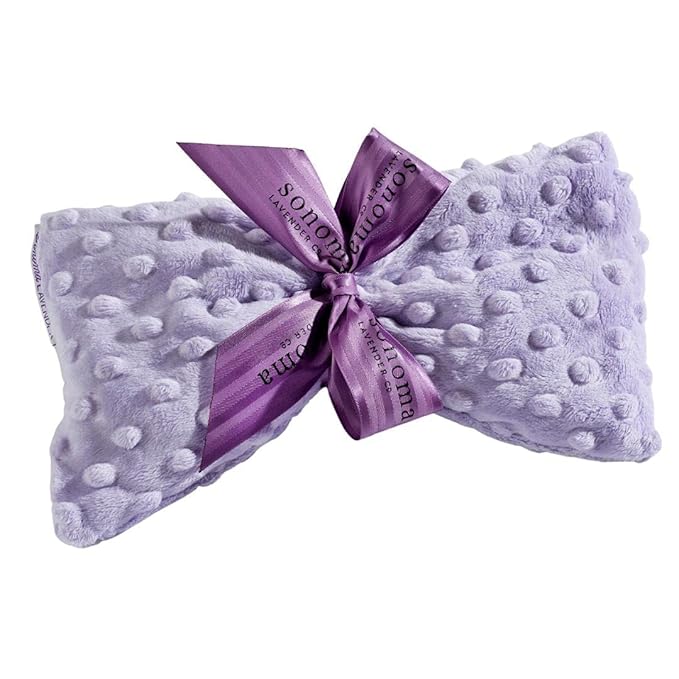 Sonoma Lavender Spa Mask, Heatable/Chillable Aromatherapy Eye Pillow with Lavender Infused Flaxseed Insert, Eye Compress for Stress Relief with Removable and Washable Cover (Lilac Dot)