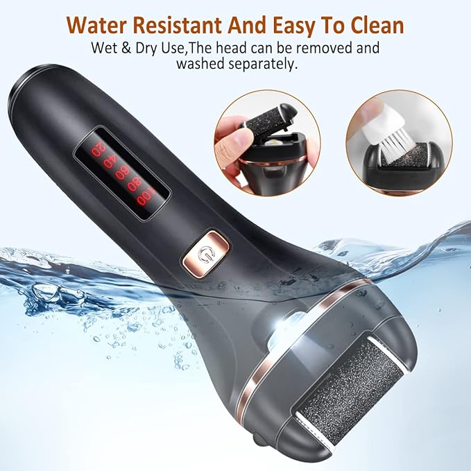 Electric Callus Remover for Feet,Rechargeable Foot File Hard Skin Remover,Waterproof 14 in1 Professional Pedicure Kit for Cracked Heels &Dead Skin,with 9 Roller Heads 2 Speed