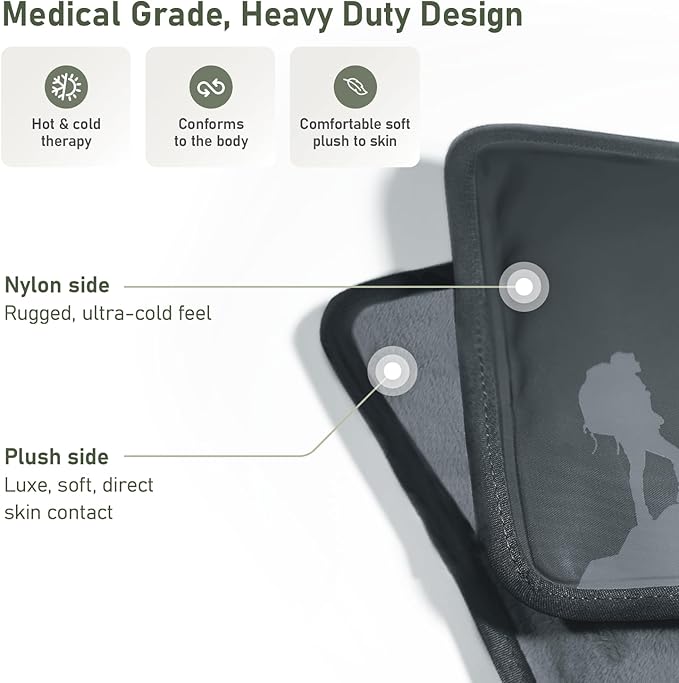 Large Ice Packs for Injuries Reusable - Soft Gel Hot and Cold Packs for Injuries, Hip, Shoulder, Back Pain Relief - 11.5" x 14.5" - Grey