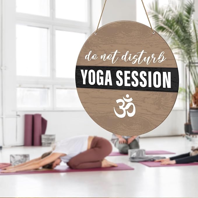 Meditation Room Decor Sign, Yoga Studio Wall Decoration Home Gym Spiritual Room Zen Den Hanging Decor Sign, Yoga Session Do Not Disturb Sign, Gifts for Yoga Instructor Lover