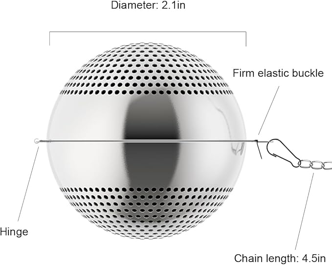 Food Grade 304 Stainless Steel Mesh Tea Ball 2.1 Inch Tea Infuser Strainer Filter Diffuser for Loose Tea