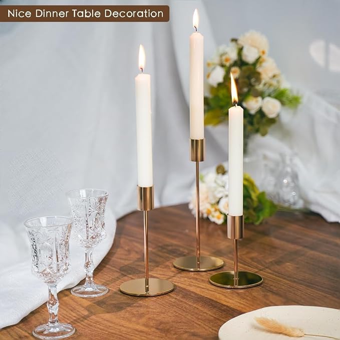 Gold Candlestick Holders Bulk for Taper Candles Decorative Metal Candelabra Candle Holders Fit 0.8 Inch Diameter Candles Gold Taper Candle Stands for Wedding Home Party Table Decor (Set of 6)