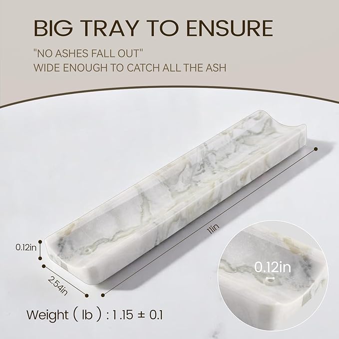 Koville Marble Incense Holder, Incense Holder for Sticks, Incense Sticks Holder Ash Catcher for Meditation Yoga SPA, Natural Stone Incense Burner, Home Table Decor (Bianco Palomino)