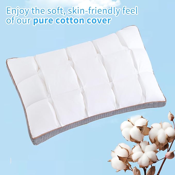 YOUR MOON Soft Pillow Queen for Sleeping, Super Soft Support Down Alternative Pillow, 100% Cotton Shell Luxury Comfy Fluffy Bed Pillows for Sleep(White)