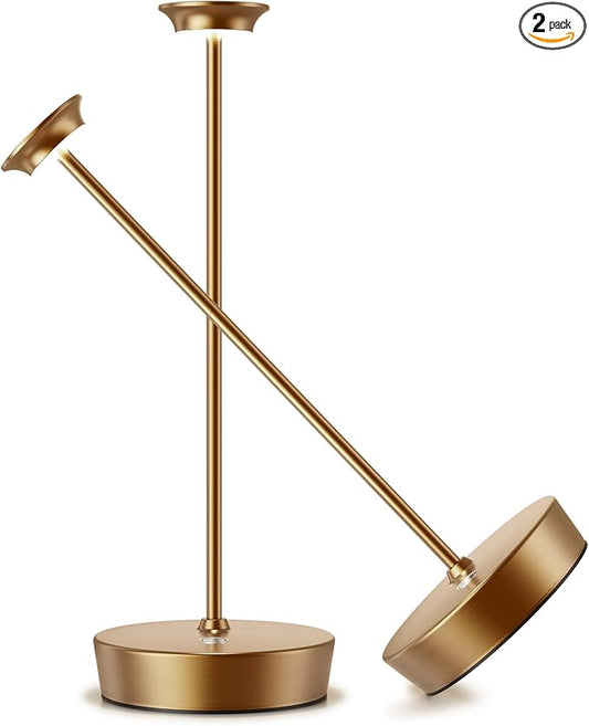 YHT Cordless LED Table Lamp Set of 2, Outdoor Portable LED Table Lamp, Dimming 6000mAh Battery Waterproof Table Light for Restaurant, Patio, Dinner, Bedroom (2Pack Titanium)