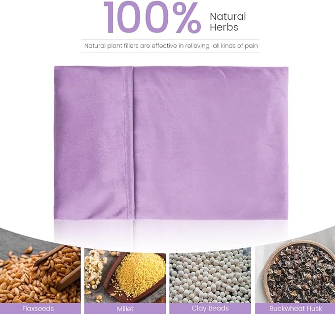 Heating Pad Microwavable with Washable Cover, 8 x 12 Multipurpose Microwave Heating Pad for Neck and Shoulders, Moist Heat Bean Bag Warm Compress for Knee, Muscles, Joints, Wrist, Abdomen (Purple)
