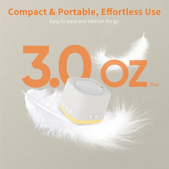 Portable White Noise Machine,Mini Sound Machine for Travel with Breathing Night Light,16 Soothing Sounds,Timer,Rechargeable Brown Noise Machines for Sleeping Adults Gift,Office Privacy,Home (Puttyi)