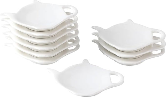 White Porcelain Used Tea Bag Holder, Set of 10 Tea Bag Coasters, Classic Teaspoon Rest, Teabag Rest Dish, Tea Party Gifts