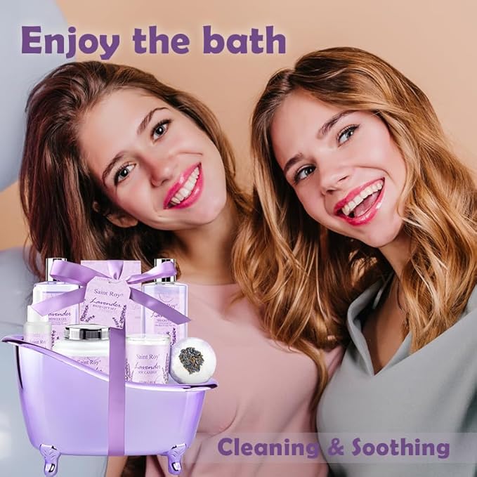 Lavender scented gifts for mom Spa Gift Baskets for Woman - spa baskets for women gift Lavender Gifts for Women, Bath Set, Christmas Gifts for Women, Home Spa Kit Gifts for Her, Mothers Day