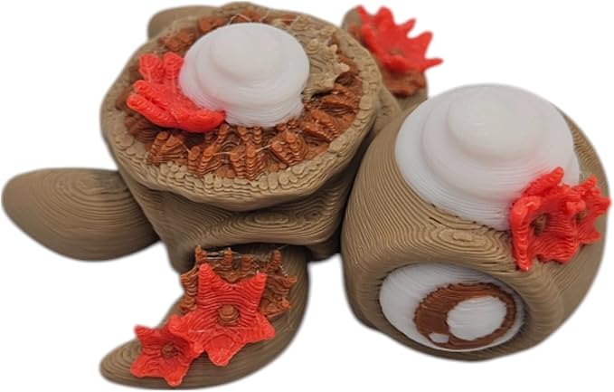 Articulating Turtle Fidget Animal Figurines – Unique 3D Printed Collectibles, Poseable Desk Animals For Adults, Stress Relief and Display Gift (PRALINE PECAN PIE TURTLE)
