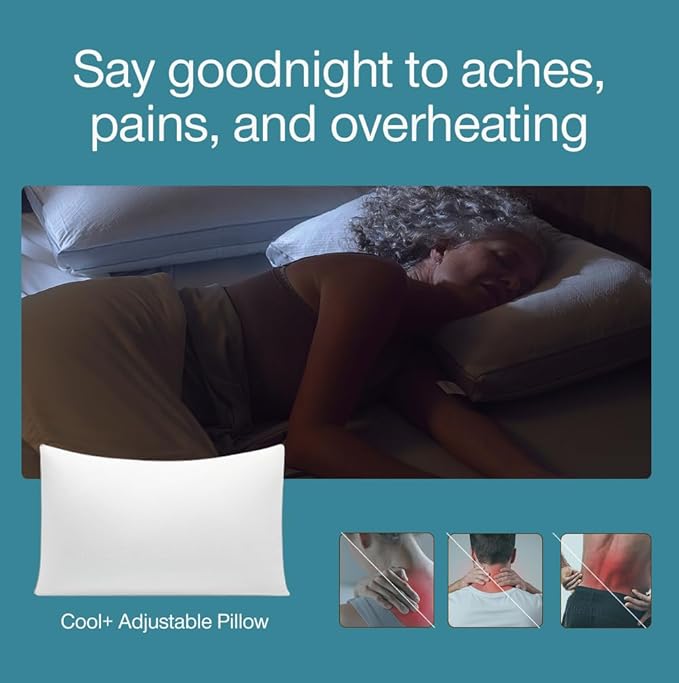 Coop Home Goods Cool+ Adjustable Pillow, King Size Plus Shaped Memory Foam Pillows with Cooling Gel, Back, Neck Support, Stomach or Side Sleeper Pillow, CertiPUR-US/GREENGUARD Gold