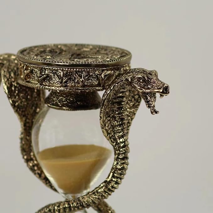 Mythological Fantasy Snake Hourglass Sand Timer 15 Minutes, Gothic Decorative Statue - Unique Vintage Classic Hourglass, Tabletop Home Decor Gift, 6 inches, 15 Minutes (Snake)