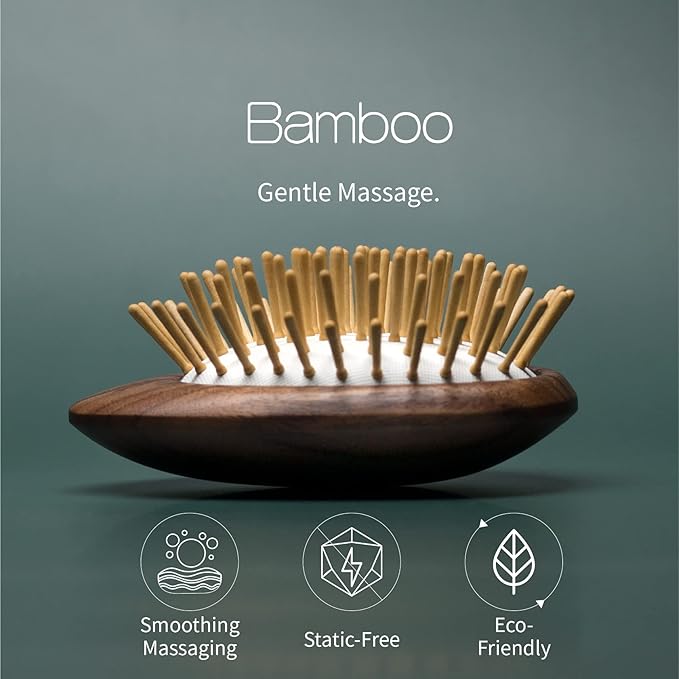 Uffy Acubrusher – Bamboo Bristle Gua Sha Hair Brush - Ergonomic Scalp Massager for Dandruff & Hair Growth, Suitable for All Hair Types - Ideal Gift Choice in Beech Wood