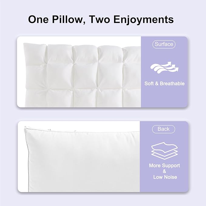 YOUR MOON Pillows King Size Set of 2, Soft Support King Pillow 2 Pack for Bed, Fluffy Down Alternative Pillow, Luxury Hotel Pillows for Side Sleeping (White)