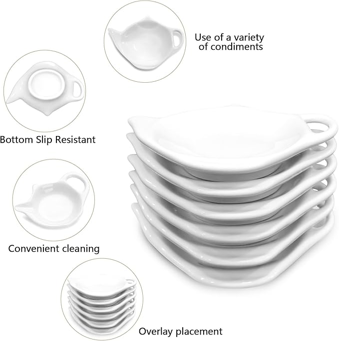 2 Pack Porcelain Tea Bag Coasters,Tea Bag Holder for Used,Classic Teaspoon Rest Pad Heat-Resistant Coasters Cute Dish Saucer Teabag Caddy Holder Set for Organizing Tea Time (2)