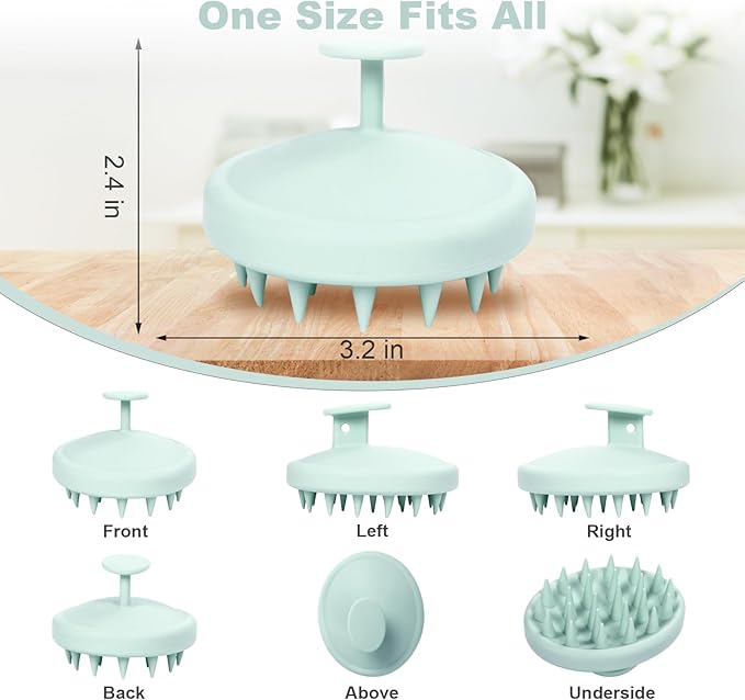 Silicone Scalp Massager, Scalp Scrubber for Hair Growth with Soft Bristles, Scalp Exfoliator Brush Dandruff Removal Shampoo Brush for Wet Dry Scalp Care (Mint Green)
