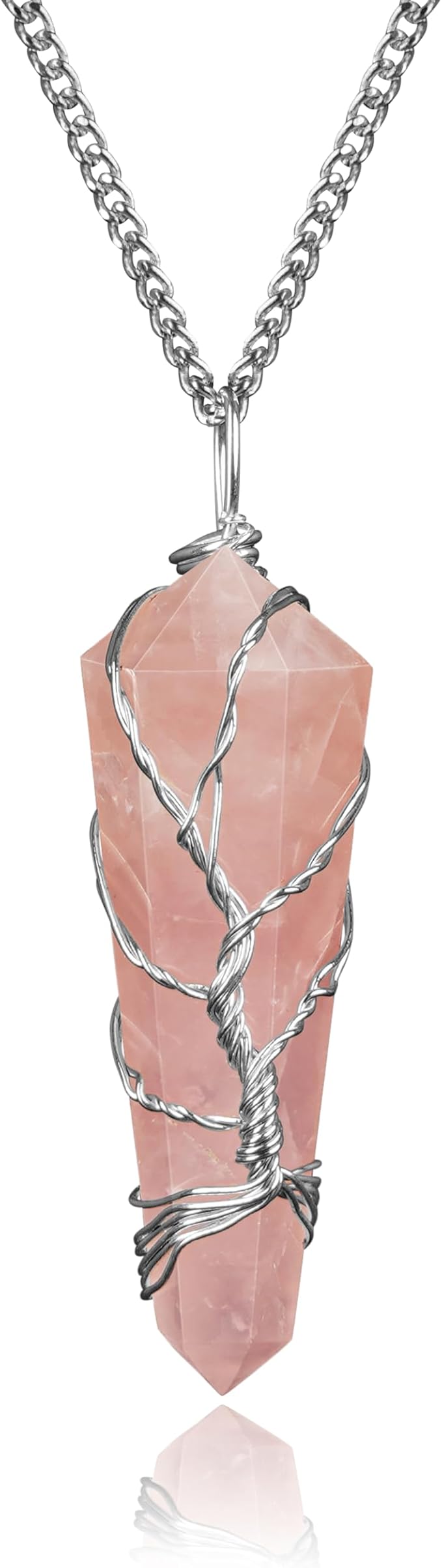 7 Chakra Healing Crystal Tree with Rose Quartz Crystal Necklaces Gifts for Women, Positive Energy, Wealth, Success, Meditation, Home & Office Decor, Spiritual Birthday Gifts for Mom and Loved one,