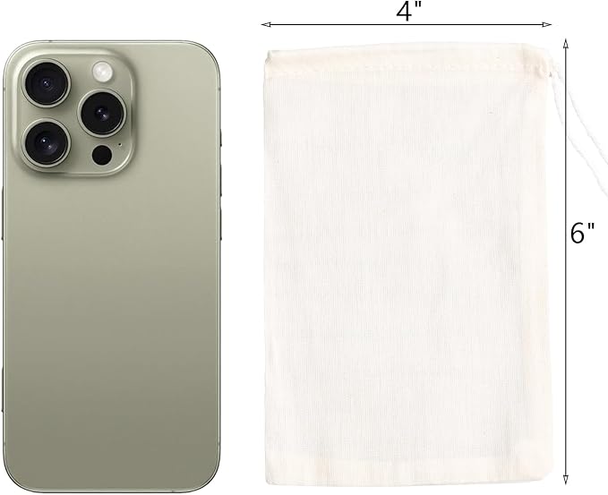 Eketirry Spice Bags, 10pcs Reusable Empty Tea Bags, Muslin Strainer Bags, Soup Bags for Cooking, Natural Cotton Fine Mesh Cheesecloth Bags for Cold Brew Coffee(4 x6Inch)