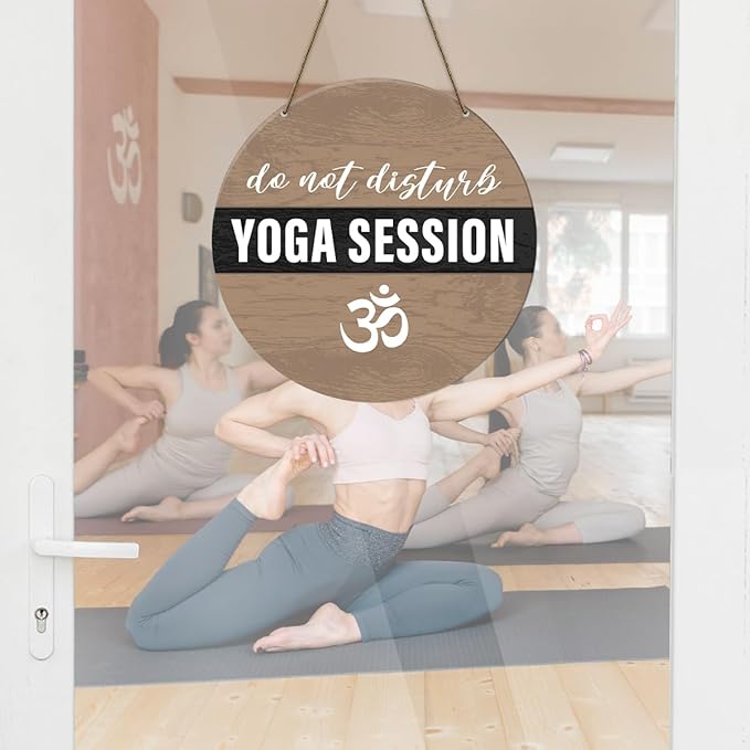Meditation Room Decor Sign, Yoga Studio Wall Decoration Home Gym Spiritual Room Zen Den Hanging Decor Sign, Yoga Session Do Not Disturb Sign, Gifts for Yoga Instructor Lover