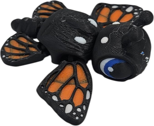 Articulating Turtle Fidget Animal Figurines – Unique 3D Printed Collectibles, Poseable Desk Animals For Adults, Stress Relief and Display Gift (MONARCH BUTTERFLY TURTLE)