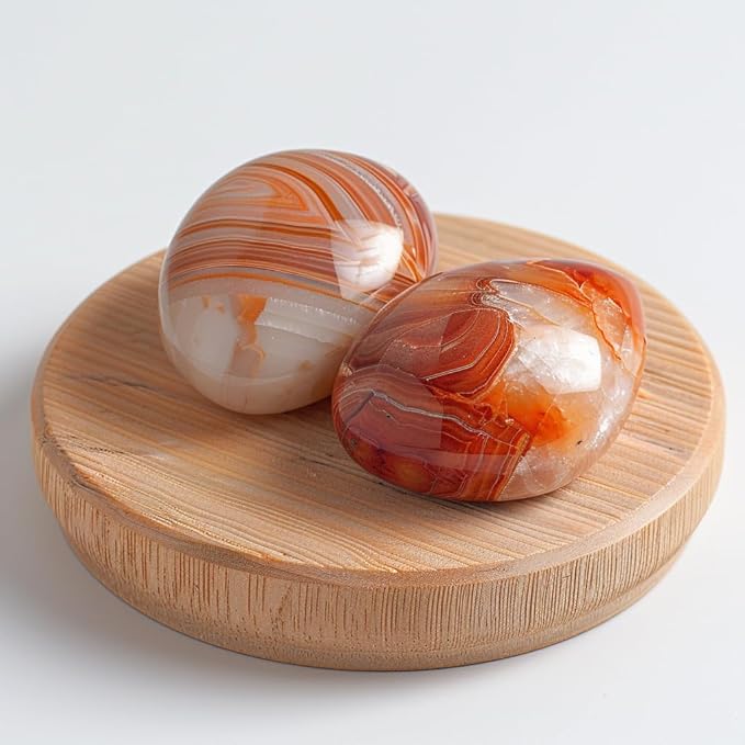 Polished Gobi Agate Crystal Stones - 2 Pcs of 1.2" Worry Stone for Anxiety, Pocket Palm Stone Super Large Handpicked Natural Tumbled Gemstones for Meditation, Reiki, Chakra Healing, Home Decor