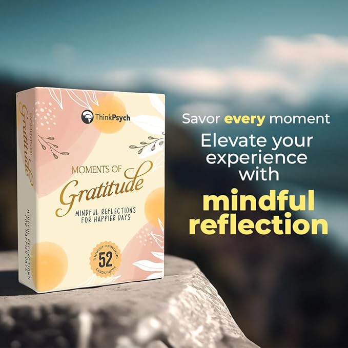 ThinkPsych Moments of Gratitude Cards | 52 Daily Questions for Mindfulness & Self-Reflection | Positive Psychology Self-Care Deck | Uplifting Gift for Teens & Adults | Gratitude Journal Ideas