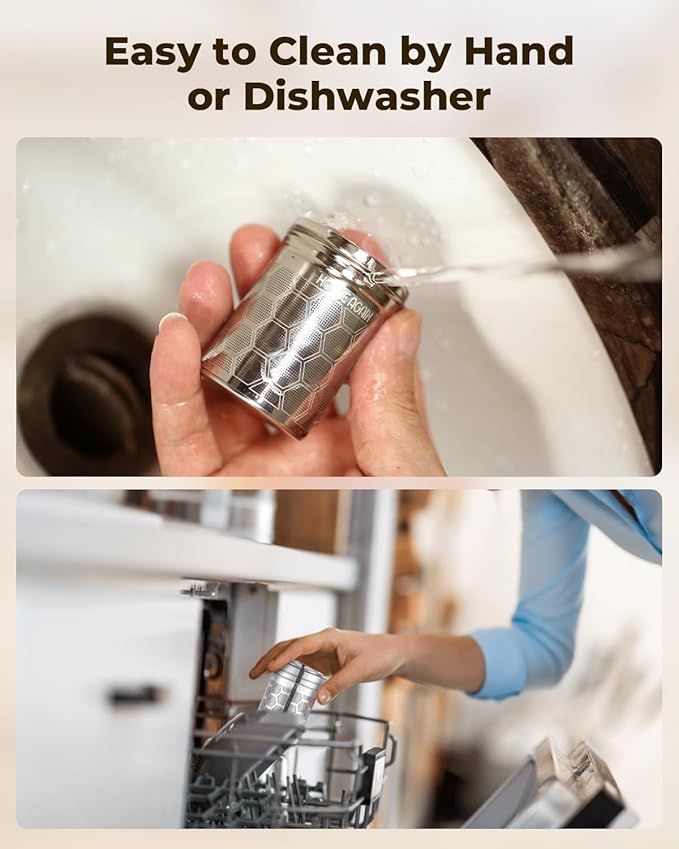 House Again Tea Infuser for Loose Leaf Tea, Extra Fine Mesh Tea Strainers, 304 Stainless Steel with Chain Hook, Loose Leaf Tea Steeper for Brew Tea Spices & Seasonings, Geometric Design