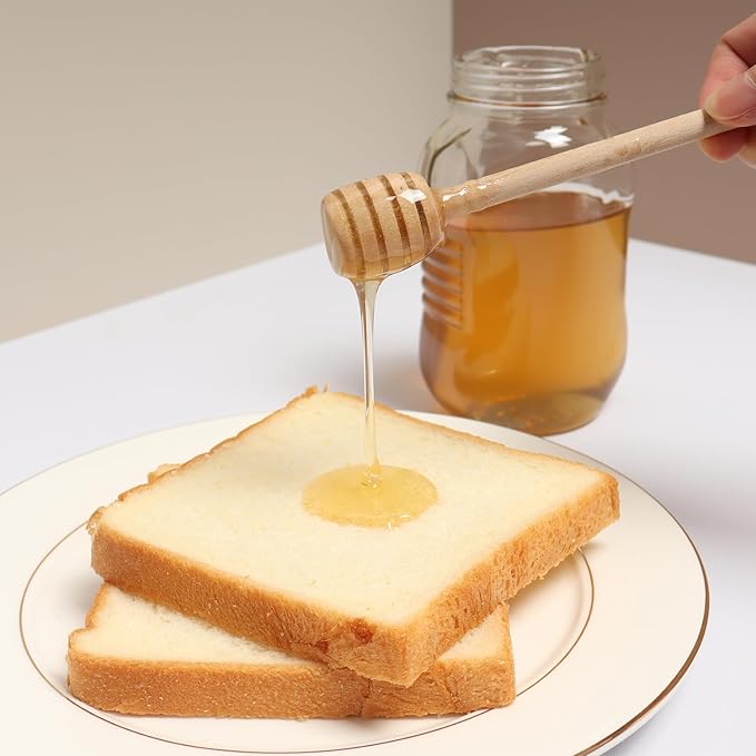 6.3Inch Wooden Honey Dipper Sticks: Long Handle Coffee Stirring Spoons - Honey Comb Sticks - Honey Wand for Honey Jar Dispense Drizzle Honey Wedding Party Favors