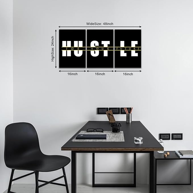 KAWAHONE Motivational Quotes Hustle Wall Art,Inspirational Wall Art, Hustle for Your,Ideal Gift For Bedroom Living Office Bedroom Artwork Framed and Ready to Hang