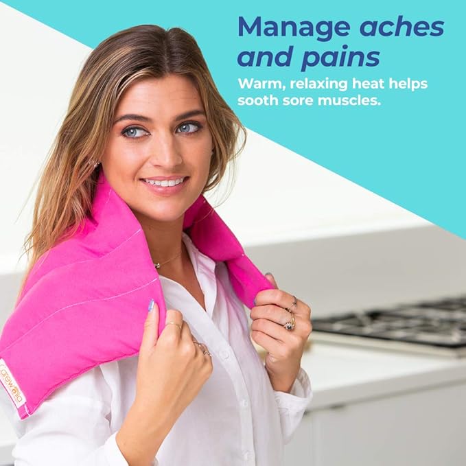 Microwave Heating Pad for Pain Relief, 9 x 22 Multipurpose Pads, Natural Buckwheat and Lavender Mix, Hot/Cold, Aromatherapy, Made in USA (Pink)