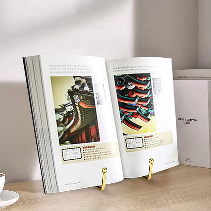 Kruodop 6 Inch Plate Stands for Display, 5 Pack Plate Holder Display Stand, Gold Metal Frame Easel Holder Stand for Pictures,Book, Photo, Decorative Plate