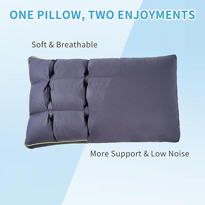 YOUR MOON Soft Pillow Queen for Sleeping, Super Soft Support Down Alternative Pillow, 100% Cotton Shell Luxury Comfy Fluffy Bed Pillows for Sleep(Gray)