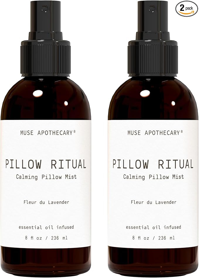 Muse Apothecary Pillow Ritual - Aromatic, Calming and Relaxing Pillow Mist, Linen and Fabric Spray - Infused with Natural Aromatherapy Essential Oils - 8 oz, Fleur du Lavender, 2 Pack