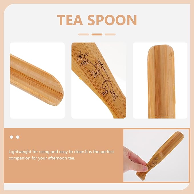 Yardwe Bamboo Wooden Tea Spoon, Compact Fishtail Shaped Scoop for Tea, Coffee, Sugar, Condiments, Ideal Teaware Accessory for Home, Office, Restaurant, 6.49 X 1.18 X 0.47 Inch
