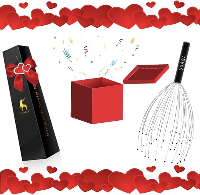 USAGA 36 Fingers Head Massager Scalp Massager Head Scratcher, Stocking Stuffers Gift for Scalp Body Relaxing (Black)