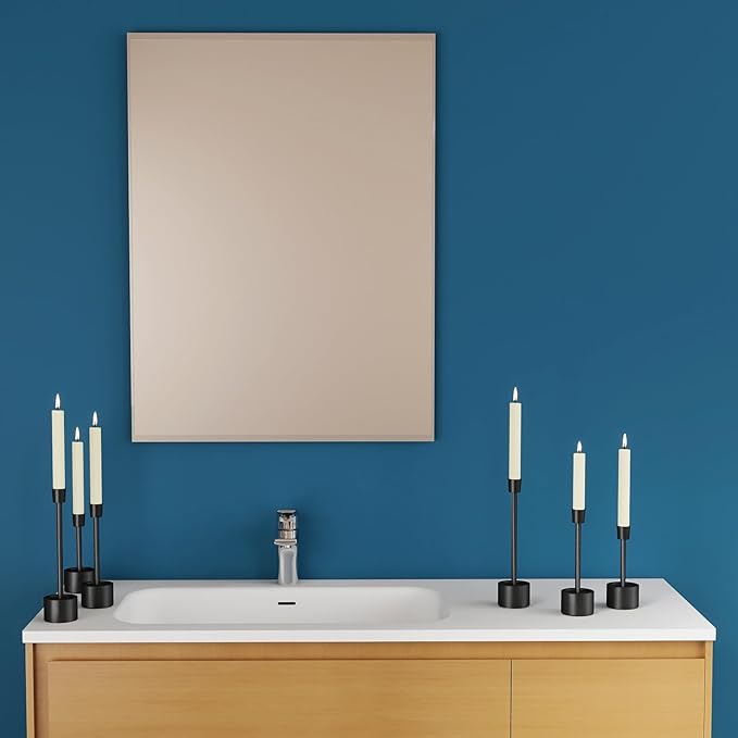 YUMORE Stainless Steel Black Candle Holders Candlestick 6 Packs Tall Taper Pillar Stable Base Stand Holders for Dining Table Wedding Centerpiece Decorations